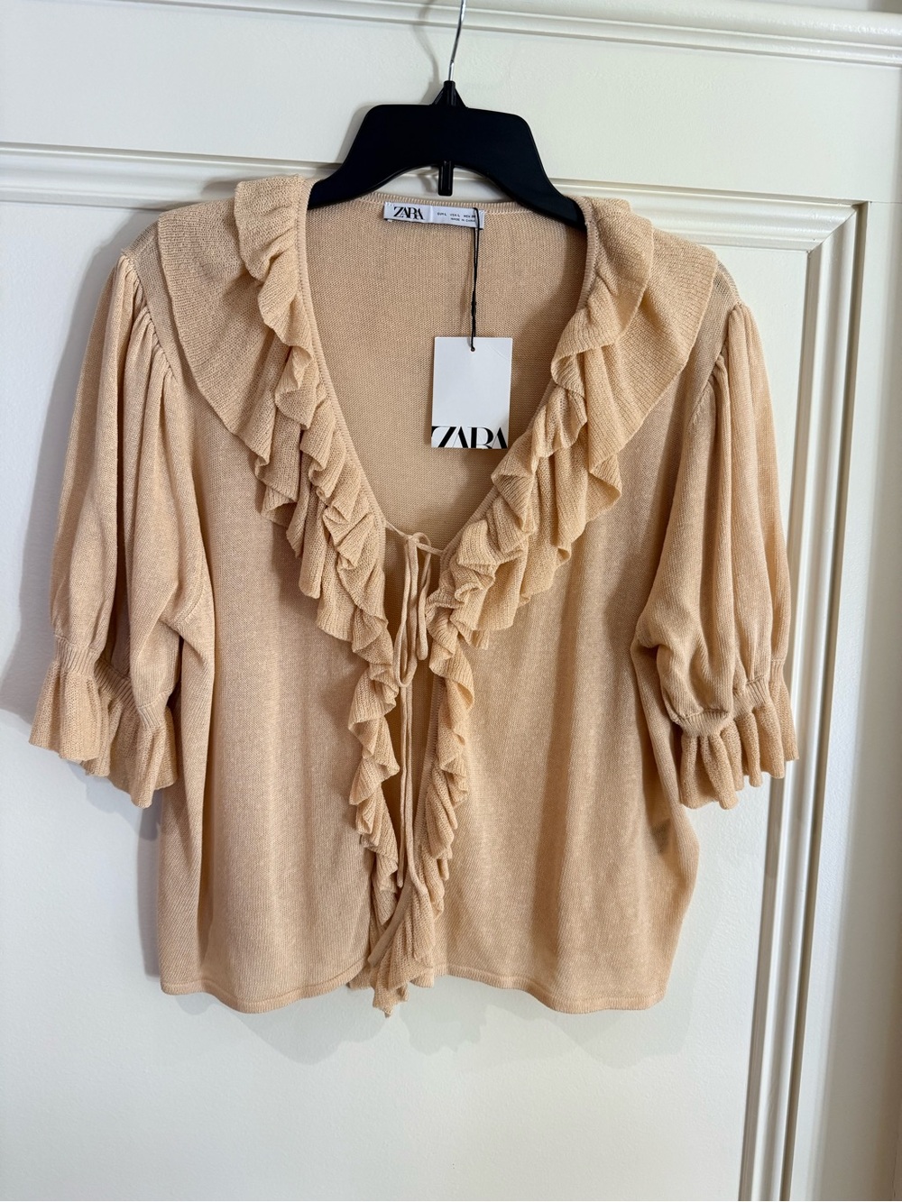 Zara Ruffled Knit Cardigan US L - Picture 3 of 7
